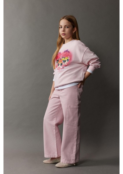 Kız Çocuk Wide Leg Kargo Geniş Paça Jean Pantolon C0451A825SM modelleri