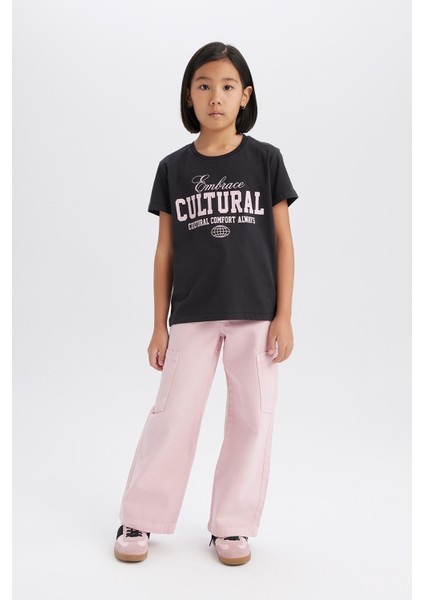 Kız Çocuk Wide Leg Kargo Geniş Paça Jean Pantolon C0451A825SM indirimleri