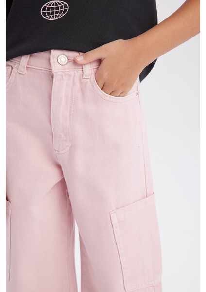 Kız Çocuk Wide Leg Kargo Geniş Paça Jean Pantolon C0451A825SM