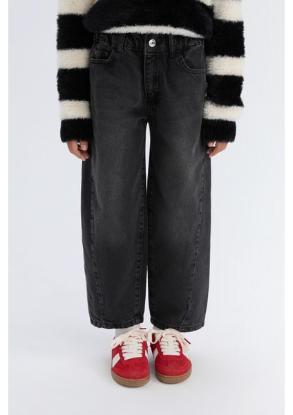 Kız Çocuk Barrel Fit Bilek Boy Geniş Bol Paça Jean Pantolon D5448A824WN fırsatları