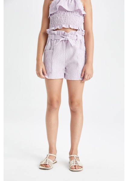 Kız Çocuk Kareli Paperbag Şort indirimleri