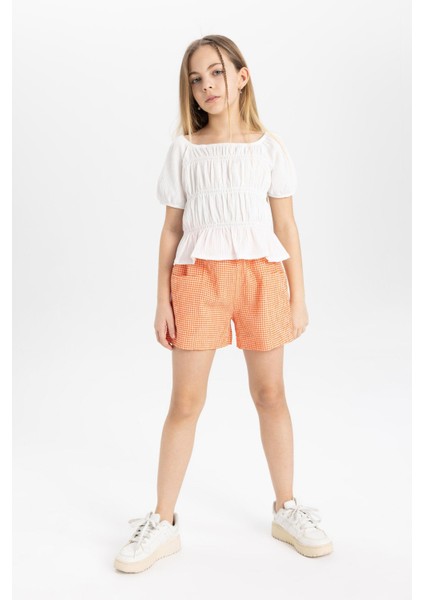 Kız Çocuk Kareli Paperbag Şort fiyatları
