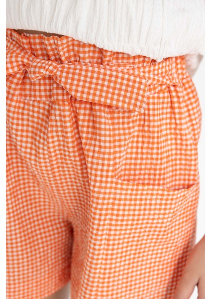 Kız Çocuk Kareli Paperbag Şort indirimleri