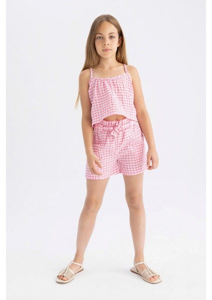 Kız Çocuk Kareli Paperbag Şort fiyatları