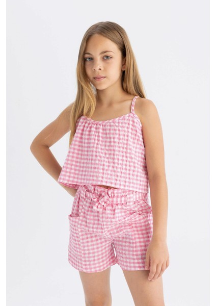Kız Çocuk Kareli Paperbag Şort fırsatları