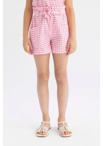 Kız Çocuk Kareli Paperbag Şort indirimleri