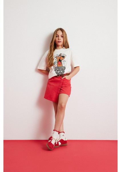 Kız Çocuk Kırmızı Gabardin Şort Etek D9627A825SP fiyatları