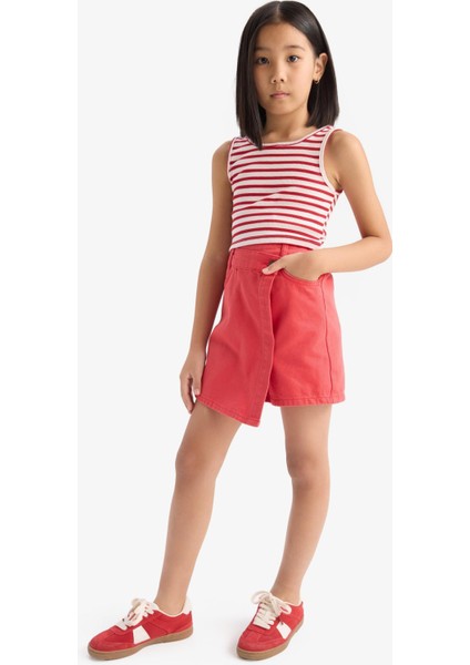 Kız Çocuk Kırmızı Gabardin Şort Etek D9627A825SP