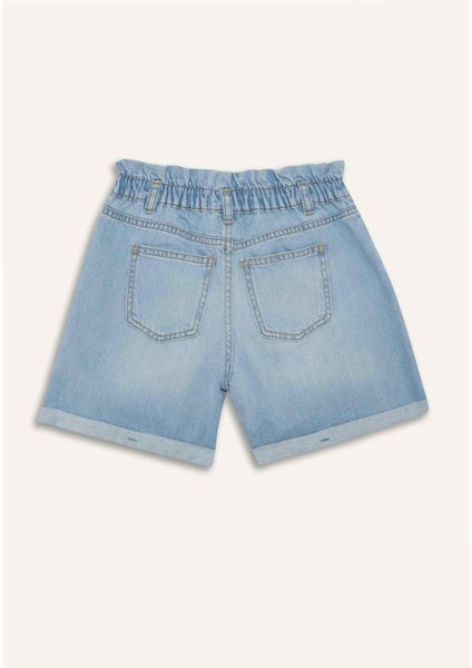Kız Çocuk Paperbag Jean Şort B8113A825SM