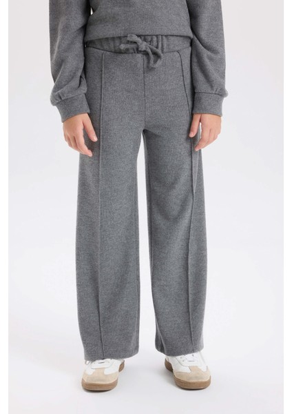 Kız Çocuk Antrasit Wide Leg Geniş Bol Paça Beli Lastikli Cepli Eşofman Altı D4640A824WN fırsatları