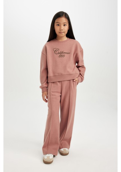 Kız Çocuk Wide Leg Geniş Bol Paça Beli Lastikli Eşofman Altı D3974A824WN
