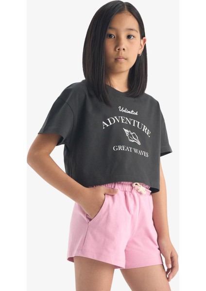 Kız Çocuk Beli Lastikli Baskılı Şort A2455A825HS fırsatları