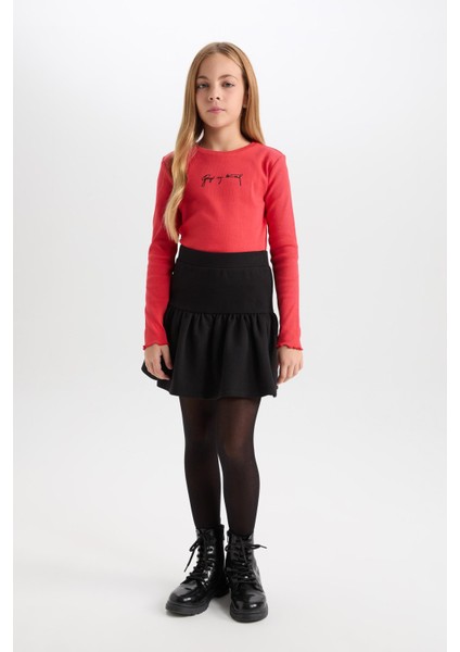 Kız Çocuk Basic Düz Beli Lastikli Volanlı Etek modelleri