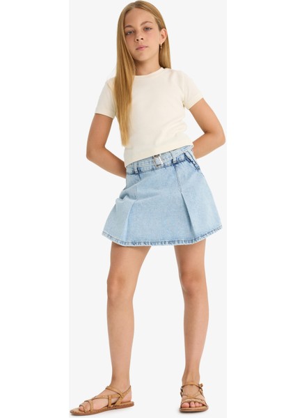 Kız Çocuk Pamuklu Jean Şort Etek modelleri