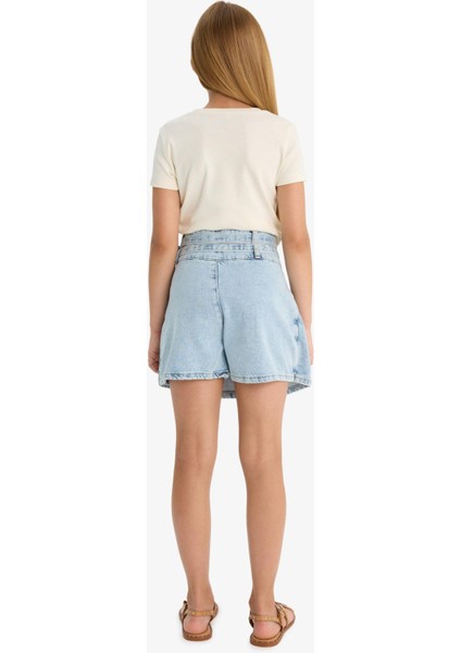 Kız Çocuk Pamuklu Jean Şort Etek