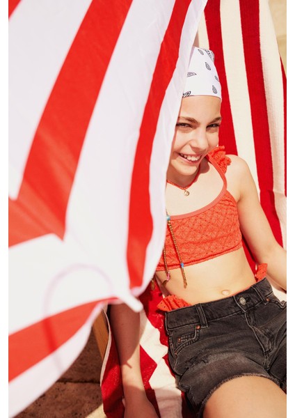 Kız Çocuk Yırtık Detaylı Pamuklu Jean Şort D7106A825SM