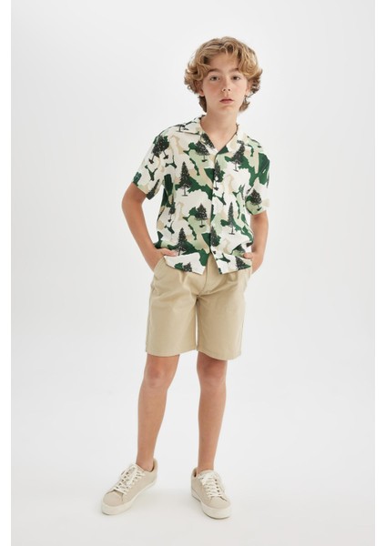 Erkek Çocuk Cepli Kemerli Bermuda Şort