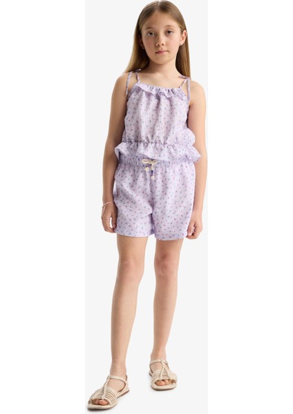 Kız Çocuk Beli Lastikli Desenli Şort D7615A825HS modelleri