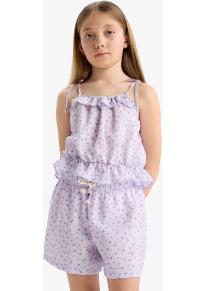 Kız Çocuk Beli Lastikli Desenli Şort D7615A825HS fırsatları