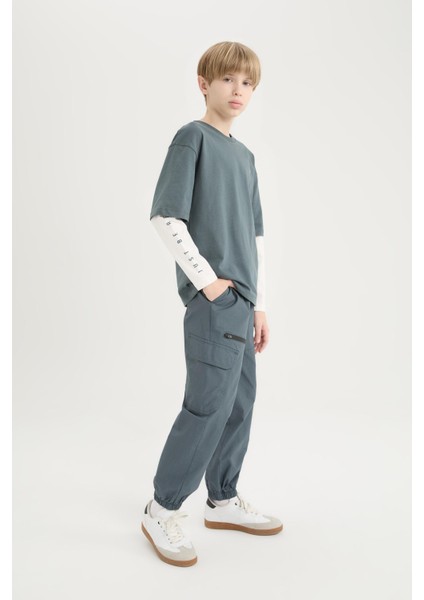 Erkek Çocuk Lastikli Paça Cepli Paraşüt Pantolon D8526A825SP