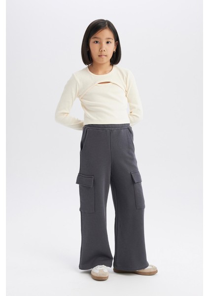 Kız Çocuk Beli Lastikli Kargo Cepli Eşofman Altı E0026A825SP
