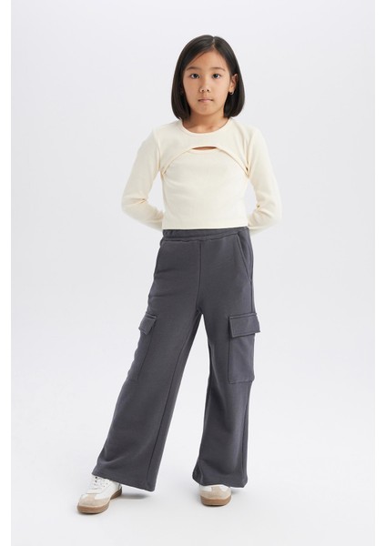 Kız Çocuk Beli Lastikli Kargo Cepli Eşofman Altı E0026A825SP modelleri