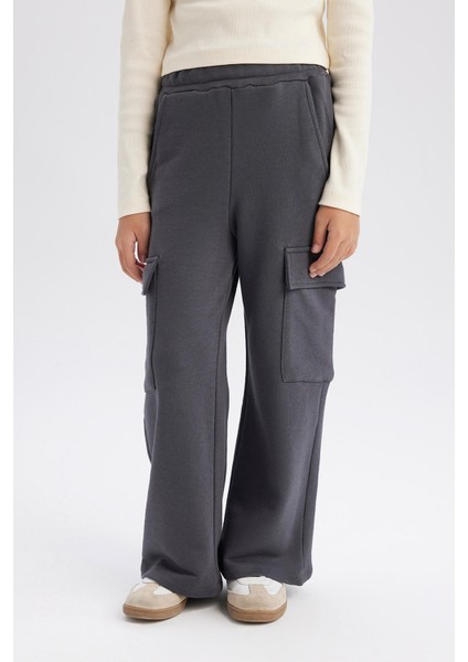 Kız Çocuk Beli Lastikli Kargo Cepli Eşofman Altı E0026A825SP fırsatları