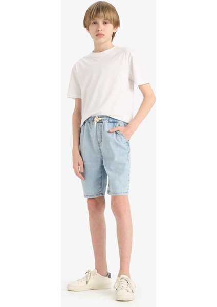 Erkek Çocuk Beli Lastikli Jean Şort B5764A825SM