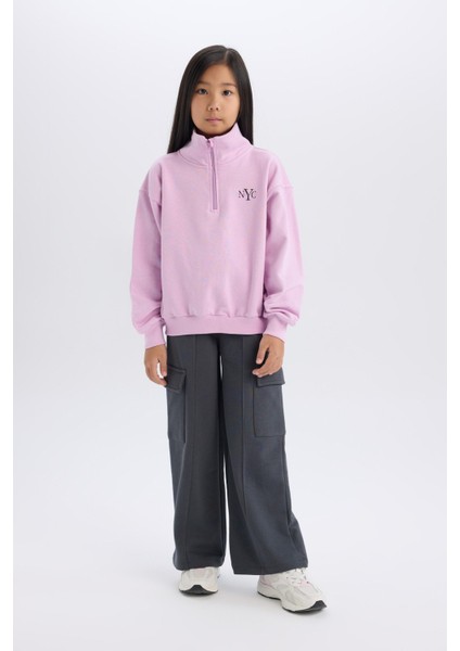Kız Çocuk Wide Leg Bol Geniş Paça Kargo Cepli Eşofman Altı D0744A824AU
