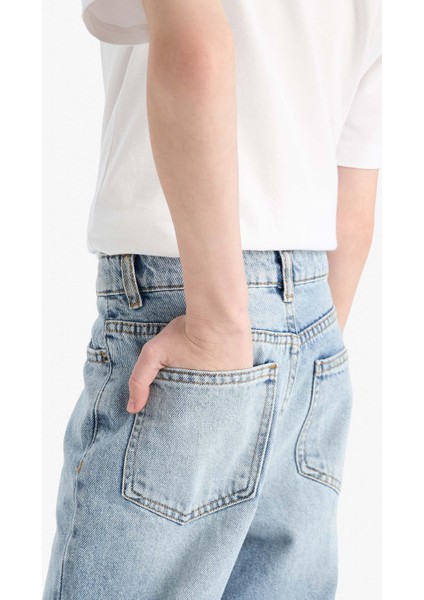 Erkek Çocuk Loose Fit Düz Paça Jean Pantolon D7209A825SP