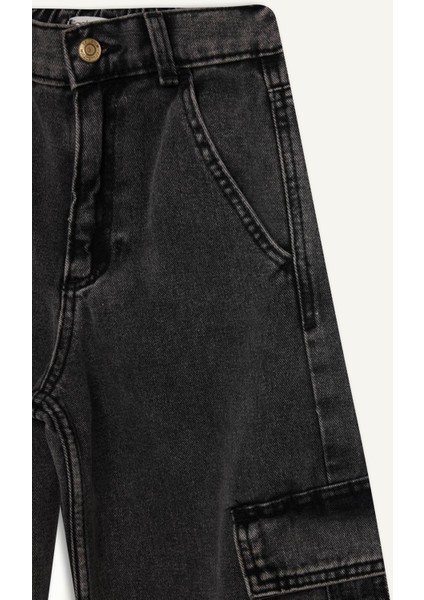 Kız Çocuk Wide Leg Kargo Geniş Bol Paça Pamuklu Jean Pantolon D7090A825SP