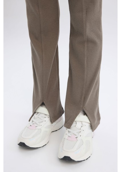 Kız Çocuk İspanyol Paça Yırtmaçlı Standart Boy Fitilli Kaşkorse Tayt D0747A824AU