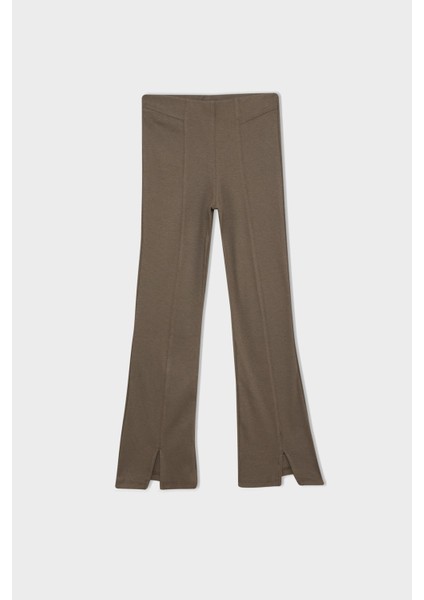 Kız Çocuk İspanyol Paça Yırtmaçlı Standart Boy Fitilli Kaşkorse Tayt D0747A824AU