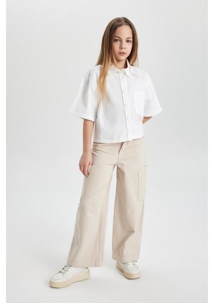 Kız Çocuk Wide Leg Kargo Geniş Bol Paça Jean Pantolon C0451A824SP fırsatları