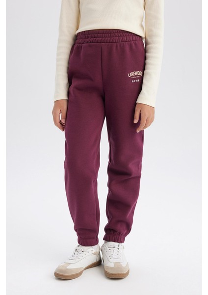 Kız Çocuk Standart Fit Beli Paçası Lastikli Baskılı Jogger Eşofman Altı D2295A824WN fırsatları