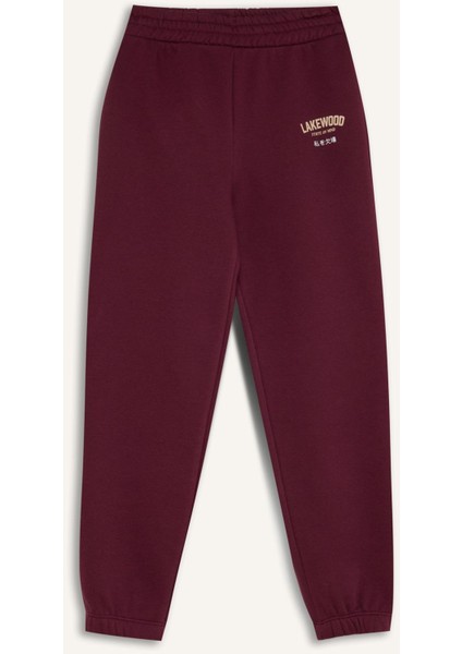Kız Çocuk Standart Fit Beli Paçası Lastikli Baskılı Jogger Eşofman Altı D2295A824WN