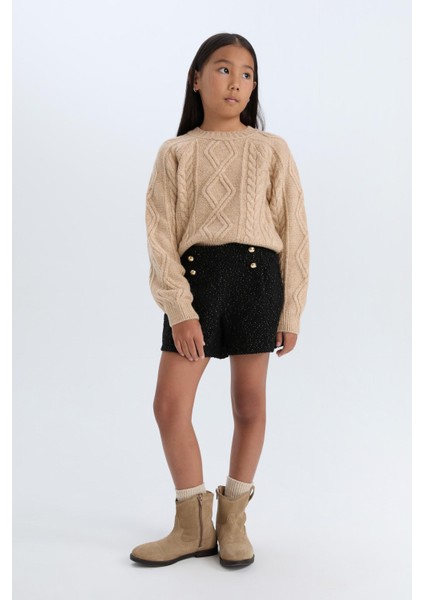 Kız Çocuk Pamuklu Parlak Kumaş Şort D6116A824WN modelleri