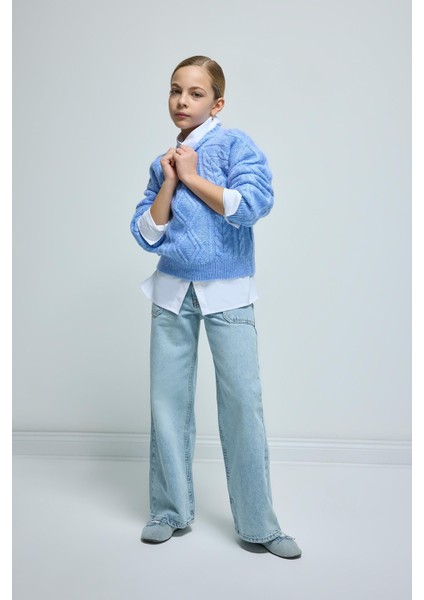 Kız Çocuk Wide Leg Geniş Bol Paça Cepli Pantolon D3719A824WN