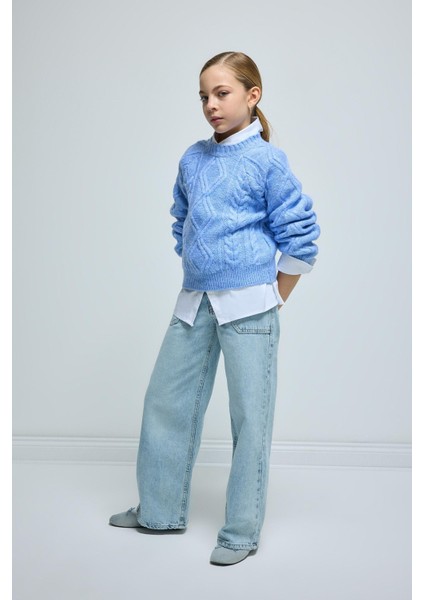 Kız Çocuk Wide Leg Geniş Bol Paça Cepli Pantolon D3719A824WN modelleri