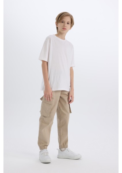 Erkek Çocuk Kargo Cepli Beli Bağcıklı Lastikli Paça Jogger Paça Gabardin Pantolon C6623A824AU