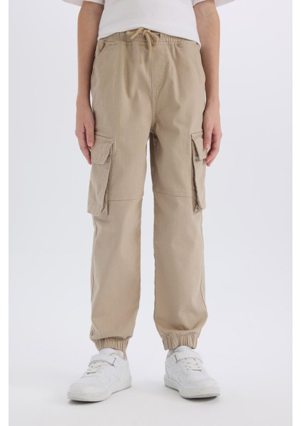 Erkek Çocuk Kargo Cepli Beli Bağcıklı Lastikli Paça Jogger Paça Gabardin Pantolon C6623A824AU fırsatları