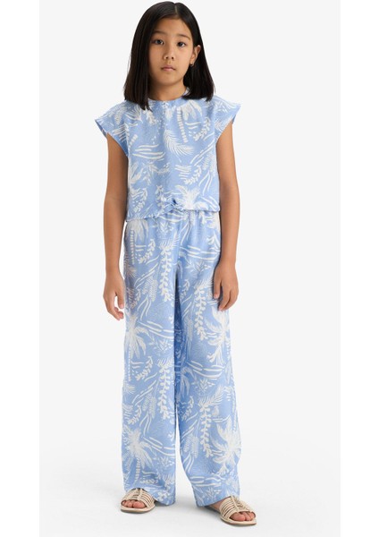 Kız Çocuk Palazzo Geniş Bol Paça Desenli Pantolon D7612A825SM modelleri