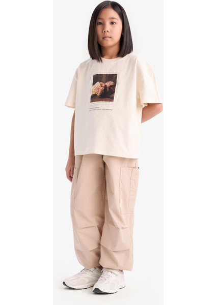 Kız Çocuk Paraşüt Kargo Jogger Paça Pamuklu Pantolon D7607A825SM