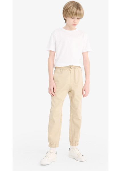Erkek Çocuk Lastikli Paça Basic Düz Gabardin Jogger Pantolon B6713A825SM