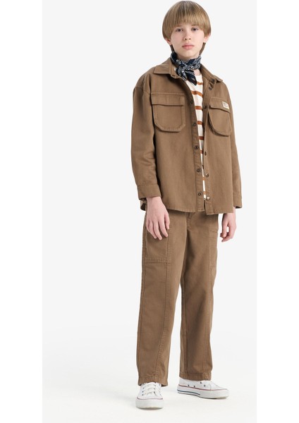 Erkek Çocuk Loose Fit Beli Lastikli Twill Pantolon D9850A825SP