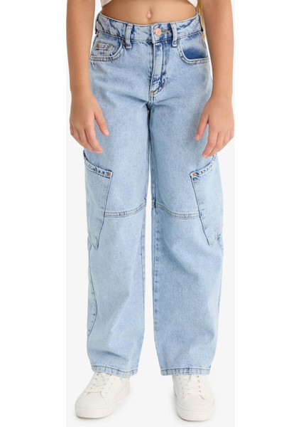 Kız Çocuk Baggy Fit Geniş Bol Paça Jean Pantolon E1742A825SM fırsatları