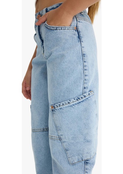 Kız Çocuk Baggy Fit Geniş Bol Paça Jean Pantolon E1742A825SM indirimleri