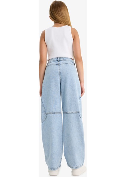 Kız Çocuk Baggy Fit Geniş Bol Paça Jean Pantolon E1742A825SM