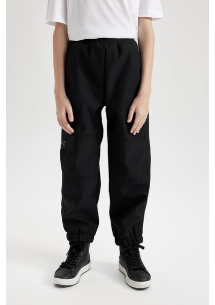Erkek Çocuk Beli ve Paçası Lastikli Kargo Cepli Pelüş Polar Astarlı Siyah Jogger Pantolon D3460A824WN fırsatları