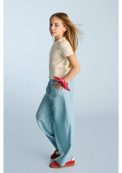 Kız Çocuk Wide Leg Geniş Paça Jean Pantolon D7103A825SM fiyatları
